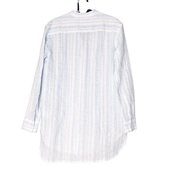 Small Oversized 100% Linen Standard James Perse Blouse Shirt Button Up Stripes - Picture 8 of 14